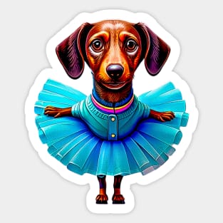 En Pointe! A Blue Tutu Dachshund Ballerina: A Petite Dance Beauty Sticker